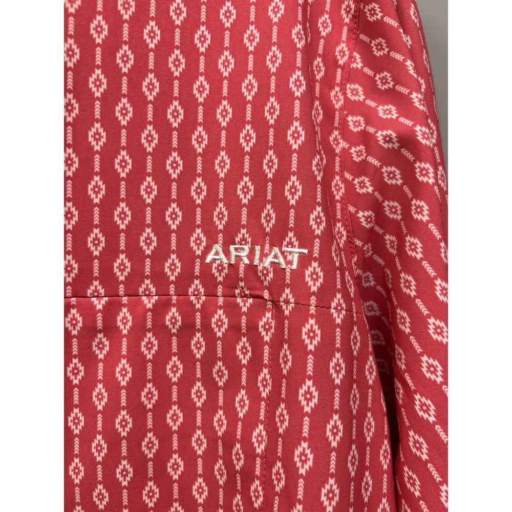 Ariat Shirt Womens Large Red Southwestern AriatTEK Performance Western Button Up - Picture 4 of 11